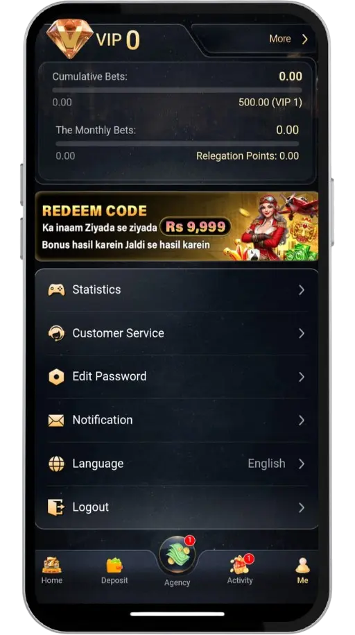 222RS game menu on Android.