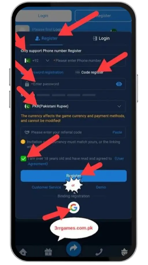 3RR GAME HOME REGISTER