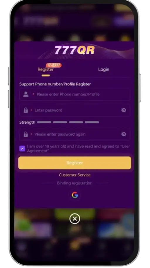 777QR GAME REGISTER