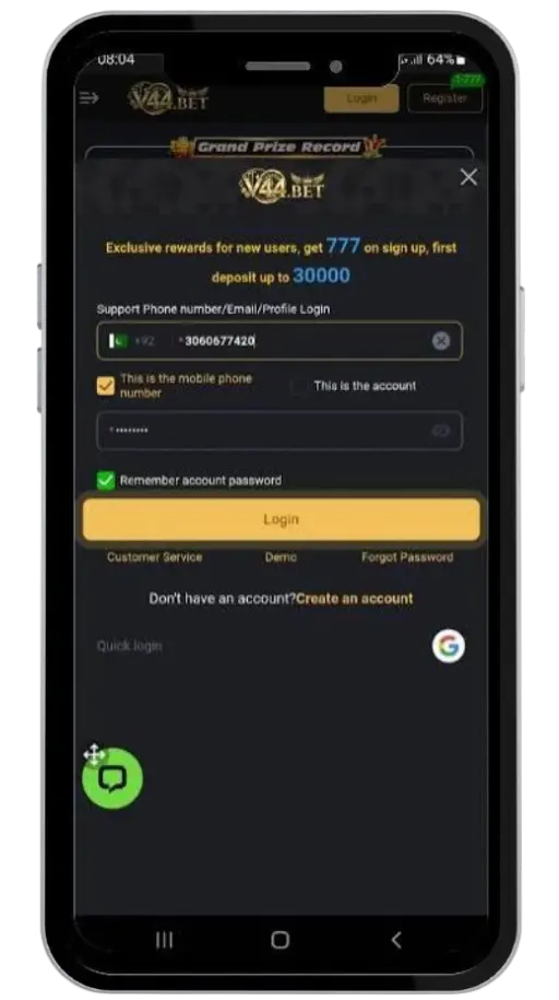 v44.bet game Register